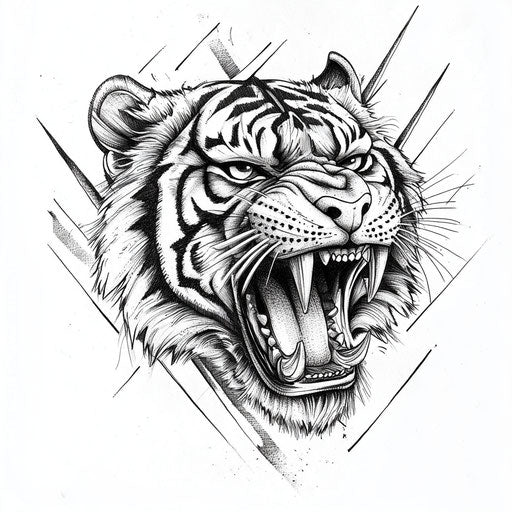Fierce tiger tattoo sketch on hand