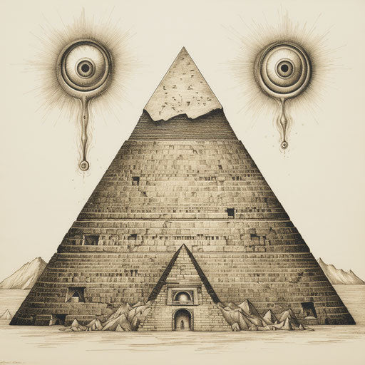 Old drawing of the pyramid with an eye