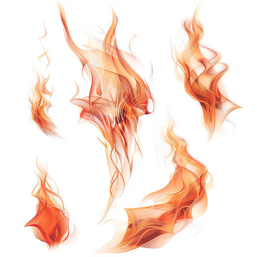 Realistic fire illustration on white background with dynamic colors