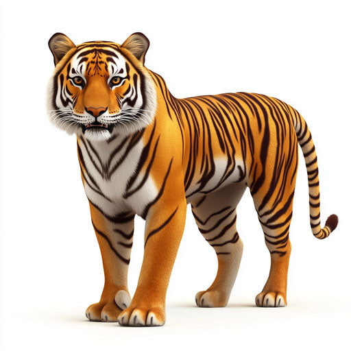 3D wild animals on flat white background, isolated clipart