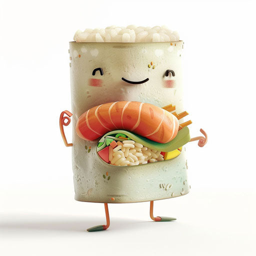 Cute sushi with legs in pastel clipart style