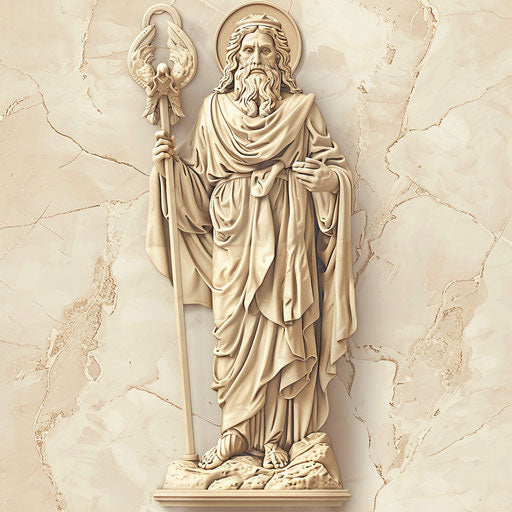 Realistic god clipart on flat beige background