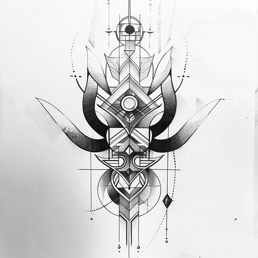 Contemporary flat tattoo sketch of neo tribal art with geometric precision