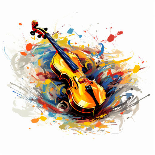 Music clipart in the style of Oil painting, on a white background