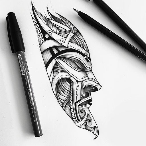 Monochrome tattoo sketch with bold lines