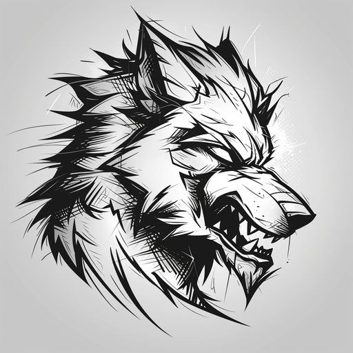 Minimalistic werewolf sketch with clean lines