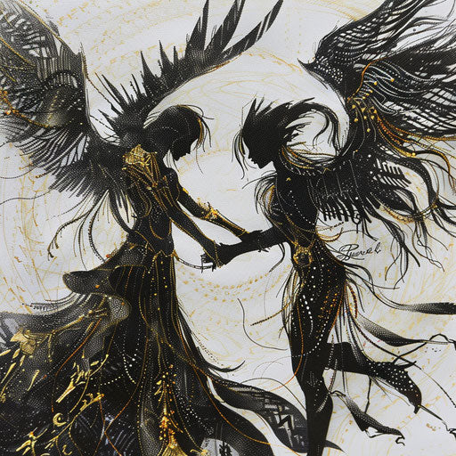 Gothic angel and demon in an eternal dance
