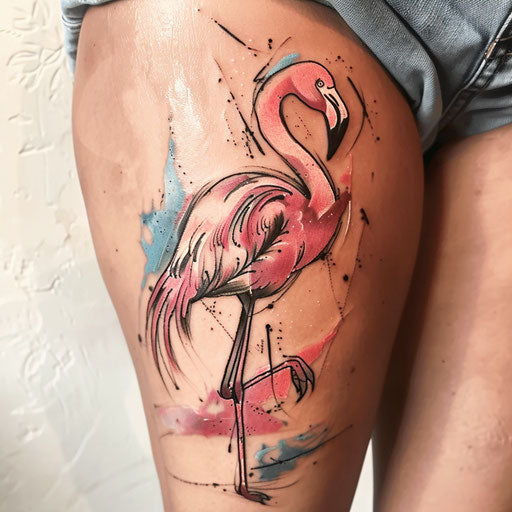 Impressionist flamingo tattoo design