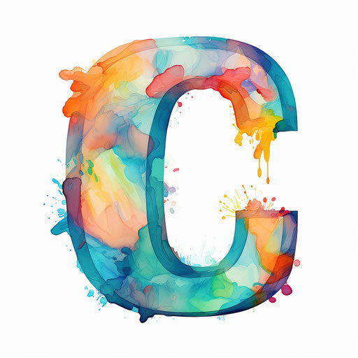 Letter C clipart in the style of Impressionistic Art