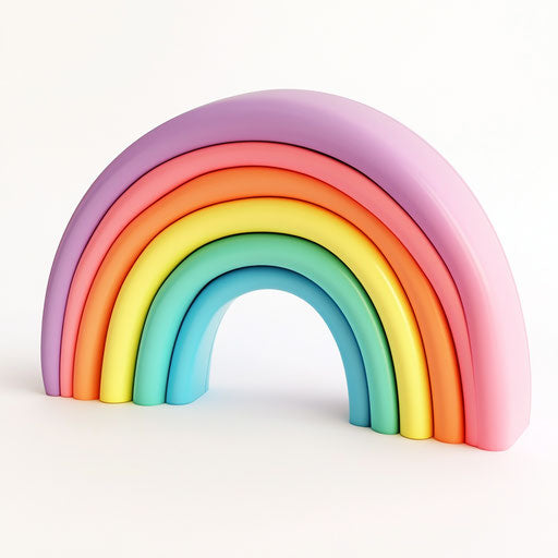 3D realistic rainbow on flat white background