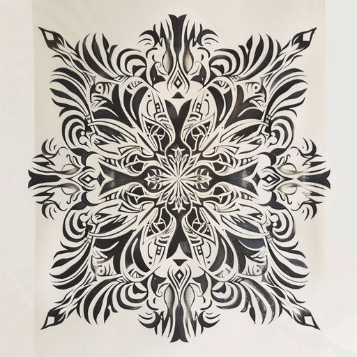 Bold geometric tattoo pattern with a tribal influence