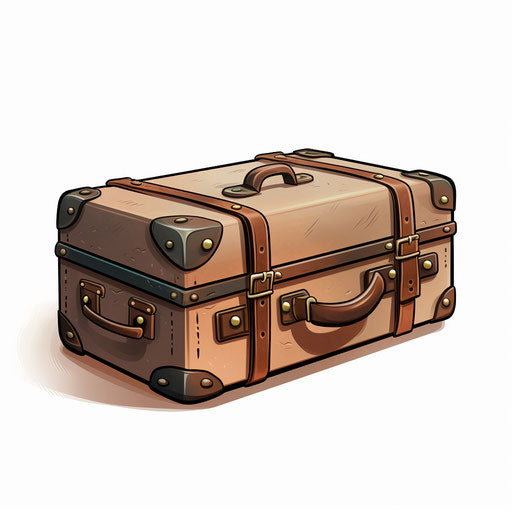 Suitcase illustration in the style of Chiaroscuro Art, on white background