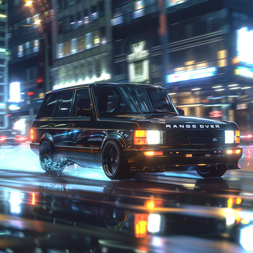 Urban-tuned 1994 Range Rover, lowered custom LED night