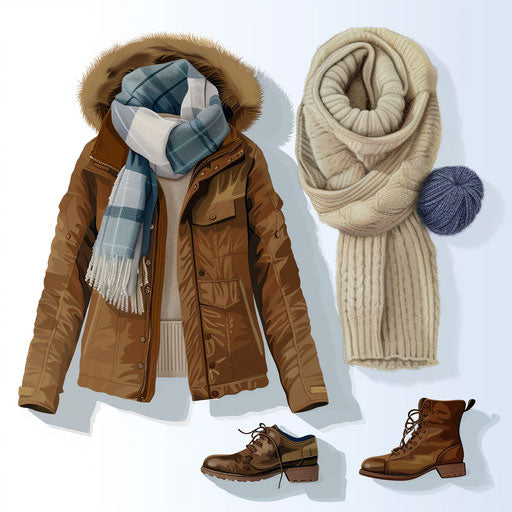 Clipart of winter clothes in photo realistic style