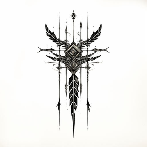 Black arrow with arrowheads on white background