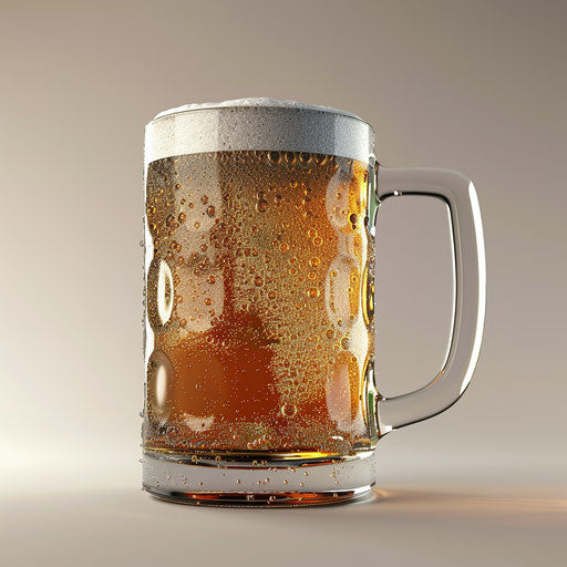 Beer mug illustration in realistic style on random colorful background