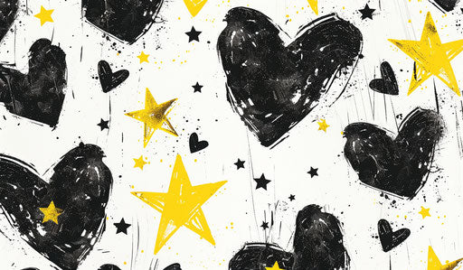 Hearts and stars on white background, emotional design