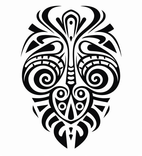 Tribal shape on white background, monochromatic graphic style