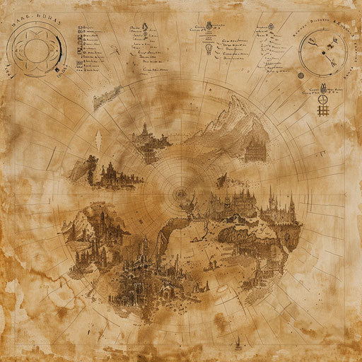 Vintage-inspired tattoo sketch of a Dark Souls map