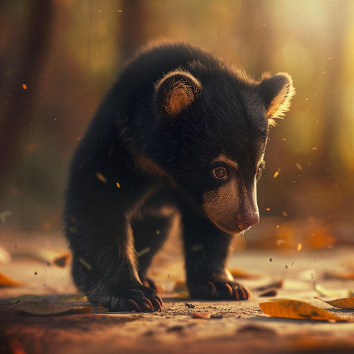 Curious sun bear cub exploring surroundings