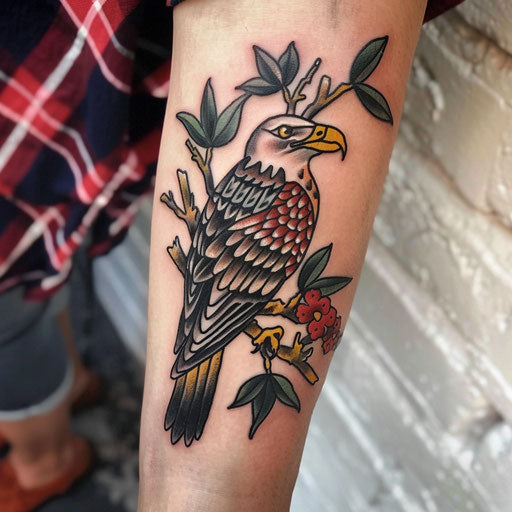 Colorful and meaningful tattoos in Ed Hardy style