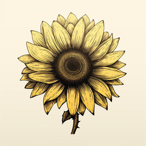 Sun flower vector art drawing, minimalist style