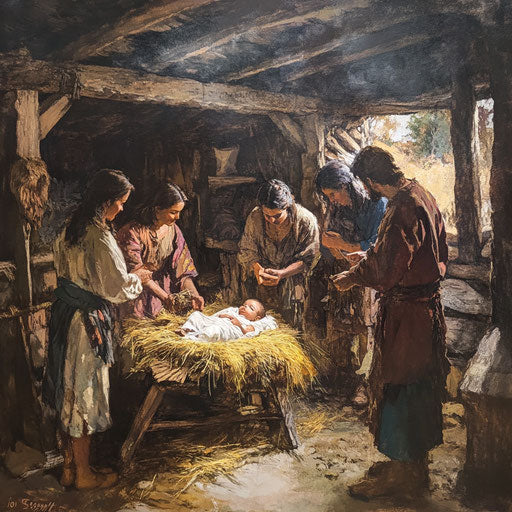 Warm celebration inside the woodcutter's cabin