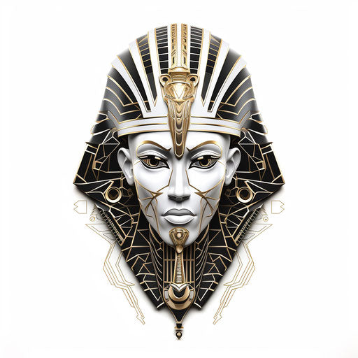 Egyptian skull portrait in black and white style