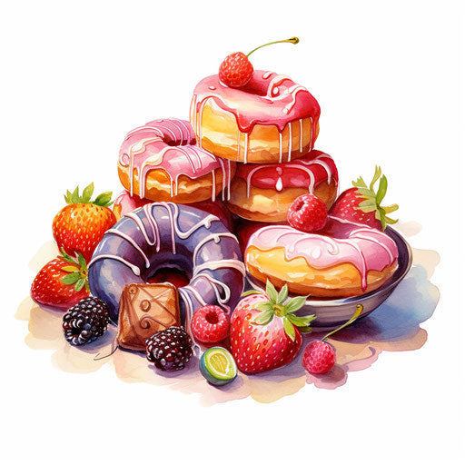 Illustration of sweets in the style of Oil painting on white background