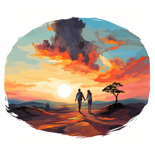 Goodbye clipart in the style of oil painting, on white background