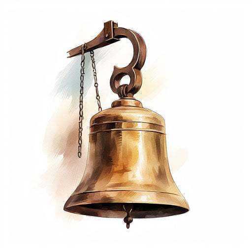 Bell clipart in the style of Oil painting, on a white background