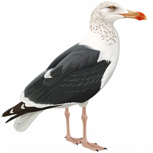 Photo-realistic seagull clipart on white background