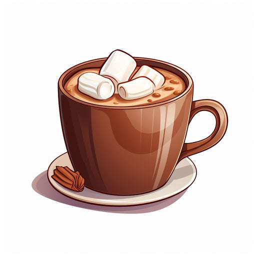 Hot cocoa illustration in the minimalist style, on a white background