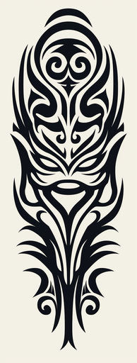 Tribal animal head tattoo, abstract carved wood art