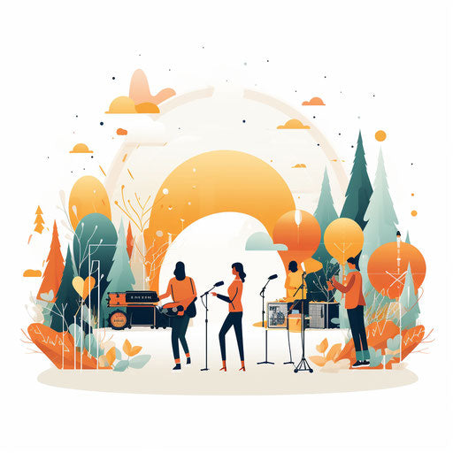Festival illustration in minimalist style on white background
