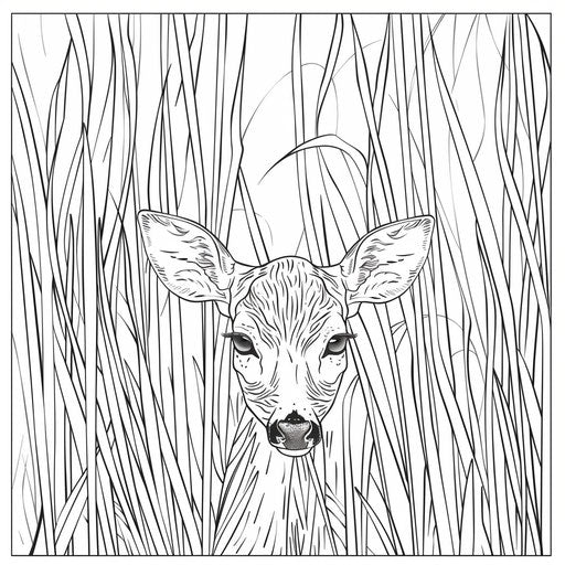 A deer playing peek-a-boo in tall grass of a meadow
