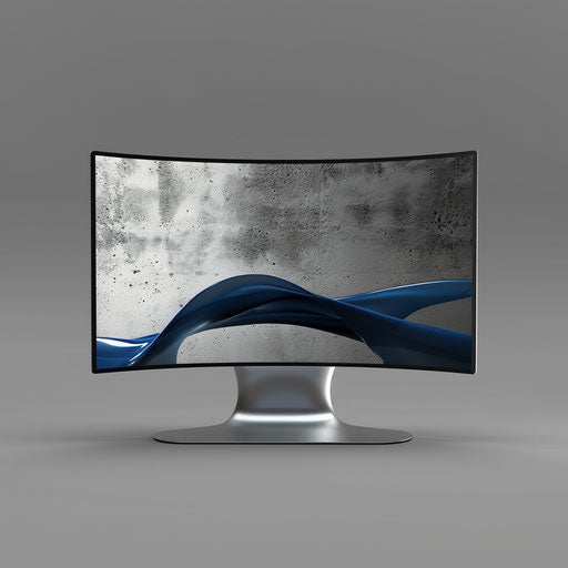 Realistic monitor on flat metallic silver background