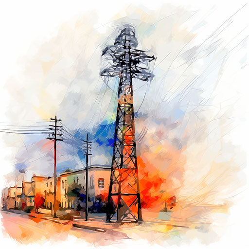 Electricity illustration in the style of Impressionistic Art