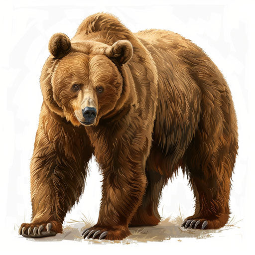Brown bear clipart in photo-realistic style with flat white background