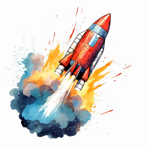 Rocket in the style of Oil painting on white background