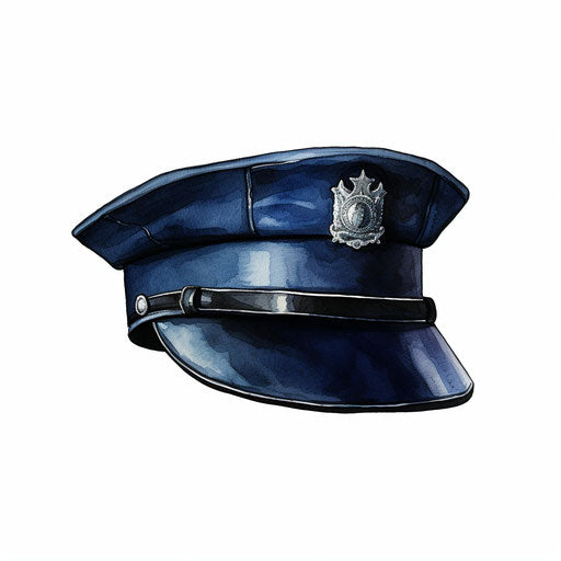 Police hat in Chiaroscuro Art style on white background