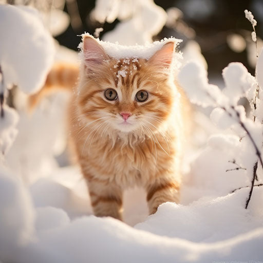 Ginger cat in the snow