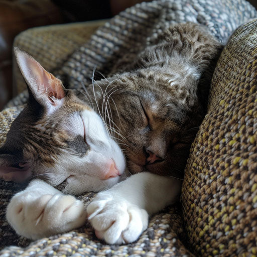 Cornish rex cat sleeping on a couch