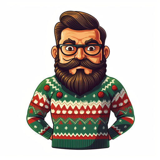Illustration of an ugly sweater in the style of Chiaroscuro Art, on white background