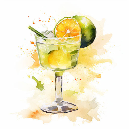 Margarita clipart in the style of Impressionistic Art, on white background