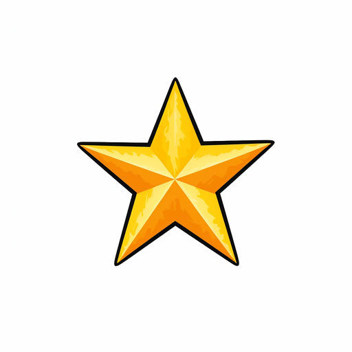 Yellow star in Minimalist style, on white background