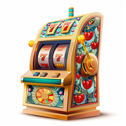 Slot machine clipart in photo realistic style with white background