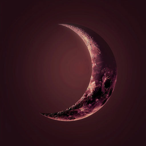 Realistic crescent moon on rich burgundy background