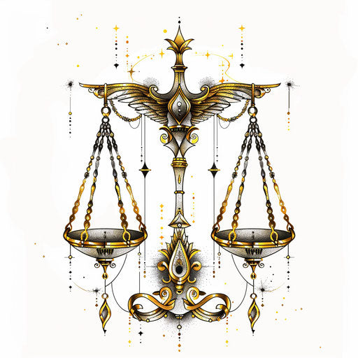 Elegant flat tattoo sketch of the Libra zodiac sign