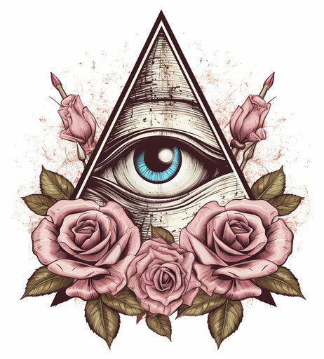 All seeing eye with roses in the triangle